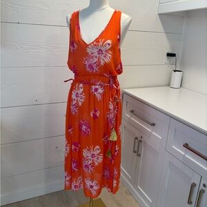 Ramy Brook Orange Floral Tassel Cover Up Dress Size M | Resort Beach Vacation